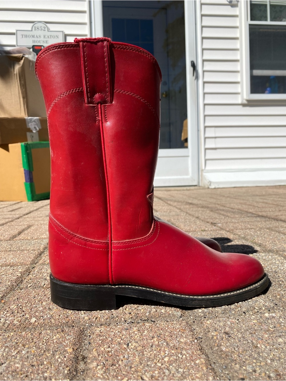 Woman’s Red Leather Justin Roper Cowboy Boots